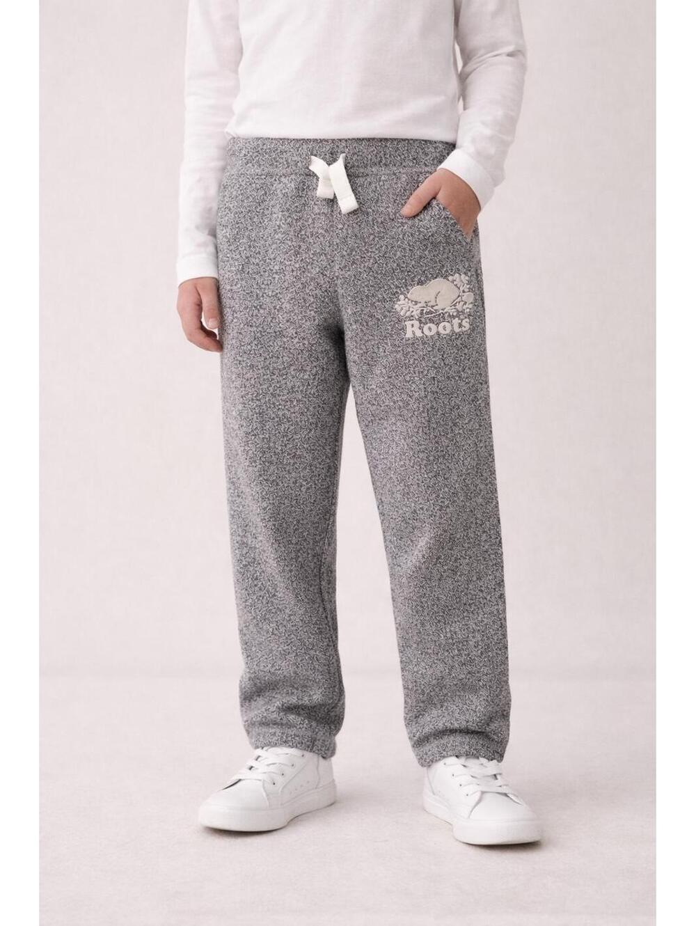 Roots Kids Sweatpants Size 8 Grey Logo Joggers
